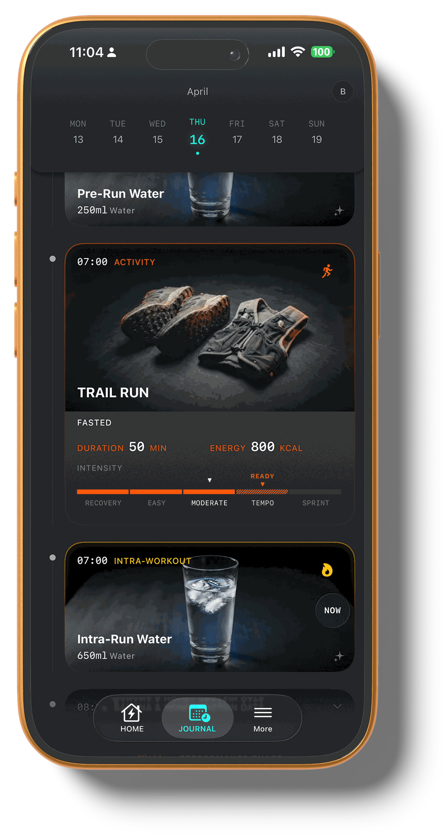 KEXBI journal — trail run with pre-run and intra-run hydration